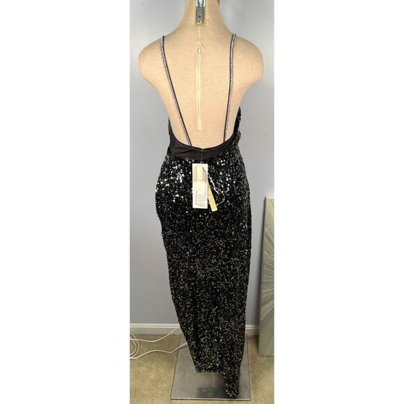 Bronx and Banco Simone Sequin Embellished High Slit Maxi Dress Size Medium - Picture 6 of 8